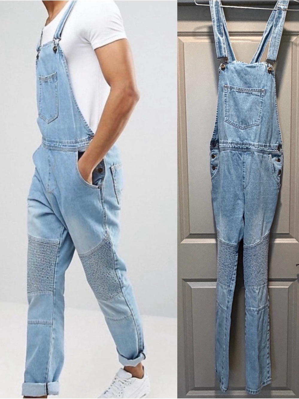 Liquor N Poker Light Wash Denim Overalls - ASOS Unisex Style - Men’s 32